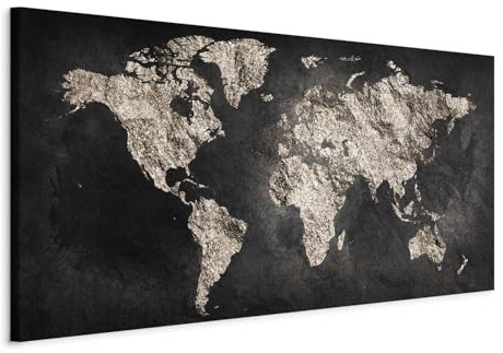 murando Wandbild Mega XXXL Weltkarte Einteiliger XXL-Format Kunstdruck zur Selbstmontage Leinwandbilder moderne Bilder DIY Wanddekoration Wohnung Deko schwarz k-A-0296-ak-e