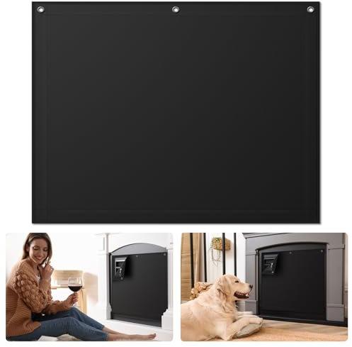 FLASLD Coperta in per camino, copricamini interni neri, per tenere fuori le correnti d'aria, ferma la perdita di calore, tappo per camino a risparmio energetico (96 cmx 81 cm)