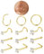 LOLIAS 12Stück Nasenpiercing Gold 316L Chirurgenstahl Piercing Nase 6/8/10MM Nasenpiercing Ring Nasenring CZ Nasenpiercing Stecker Nasenstecker Nasenpiercing Set 18K Gold Nostril Schmuck Damen 18/20G