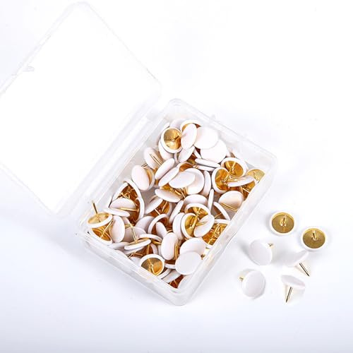 Inlefen 100pcs Push Pins,Push Pins for Cork Board for cards for drawing photo wall art for home office school White