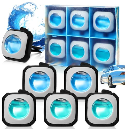Scent-Hi Profumo Auto, 6 pezzi Clip Deodorante per Auto, 4ml Brezza Marina e Auto Nuove Profumatore Auto, Deodorante Auto, Diffusore Auto Profumo, per Uomini e Donne
