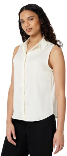 Amazon Essentials Women's Regular-Fit Sleeveless Button-Down Blouse