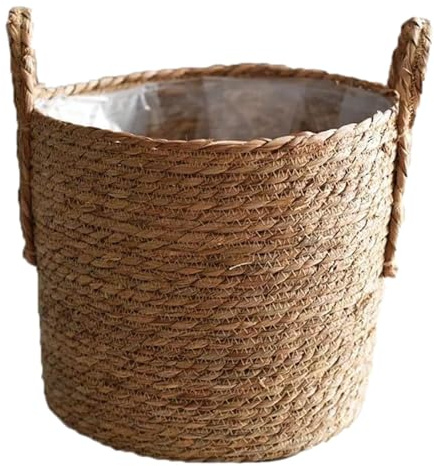 Cesta tejida - Cesta de almacenamiento tejida de algas marinas para decoración del hogar moderna - Organizador de almacenamiento de decoración rústica para el hogar, macetas de interior para flores, p