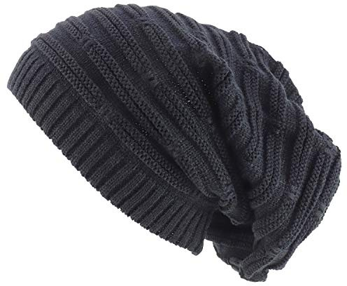 Armycrew Dreadlock Deep Crown Oversize Jamaica Rasta Knit Long Beanie - Black