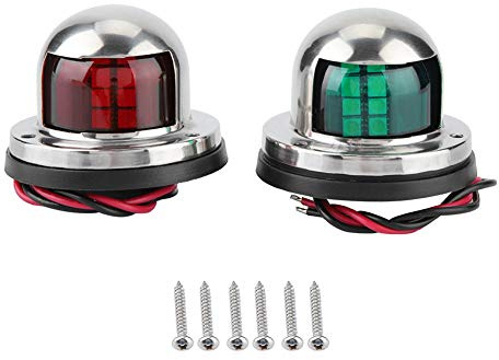 EVGATSAUTO bow navigation lights for boats,1 Pair Red & Green LED Navigation Light Lamp Sidelight 12V/24V Stainless Steel Meterial for Marine Boat Yacht