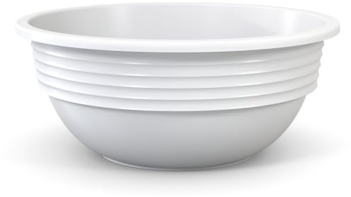 Plastard Blumenschale 45 cm Durchmesser Weiß Pflanzschale aus Kunststoff witterungsbeständiger Pflanztopf für Garten Balkon Terrasse runde Pflanzschale großes Pflanzgefäß ohne Löcher