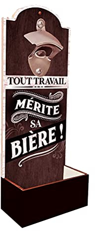 STC Décapsuleur Mural MERITE SA Biere en Bois 30cm
