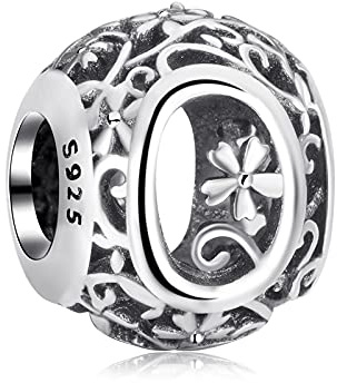 Annmors Abalorios Letra O de Plata 925 de Primera Ley Charm Alfabeto Iniciales Colgantes para Pulseras