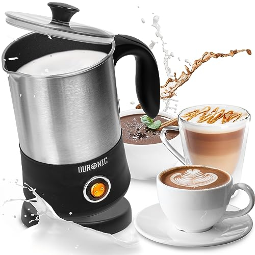 Duronic MF300 Espumador de leche - Prepara espuma Caliente o Fría, 550W, Base Inalámbrica 360°, Capacidad de 300ml para espumar y 400 ml para calentar, Seguro y Fácil de Limpiar