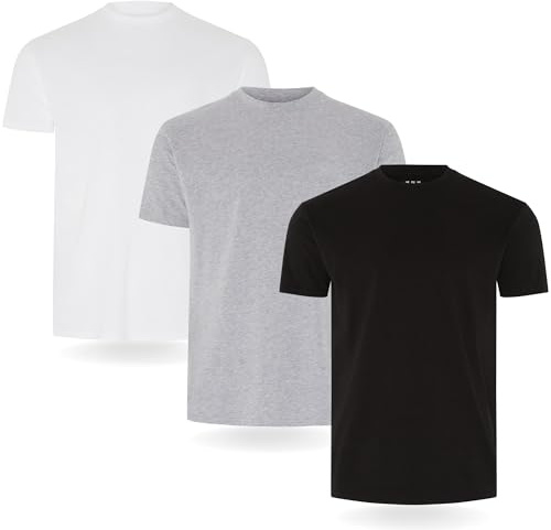 FM London 3/5-Pack Mens T Shirt - Premium Weight T-Shirts for Men with Lightly Fitted Design - Super Soft - Made with 100% Cotton - Stretch Fit for Any Occasion - Durable Comfort Fit