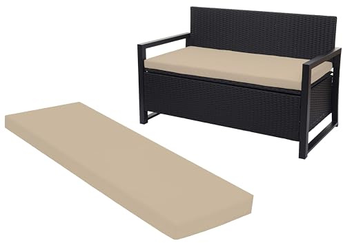 Crescent Textile 100% Waterproof Garden Bench Cushion 2/3/4 Seater Outdoor Long Bench Seat Pad for Lawn & Garden, Patio, Office, Coffee Shop with Removable Cover (2 Seater 108cm x 45cm x 5cm, Cream)