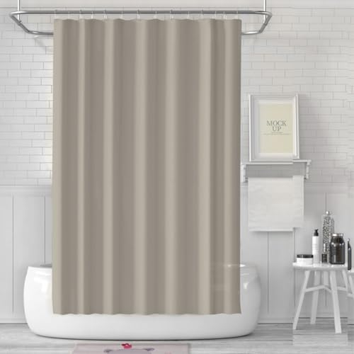 LUKDUNG Tenda da Doccia, 180 x 180 cm, Antimuffa, Tessuto Impermeabile e Lavabile, Shower Curtain con 12 Anelli, Beige