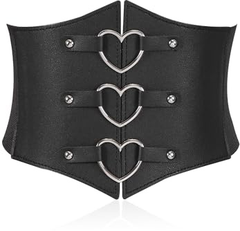 DAZZLUXE Cinturón Corsé ancho para mujer – Elástico vintage de piel negra – Accesorio de vestimenta – 65 x 17,5 cm, Negro , 65 * 17,5 cm