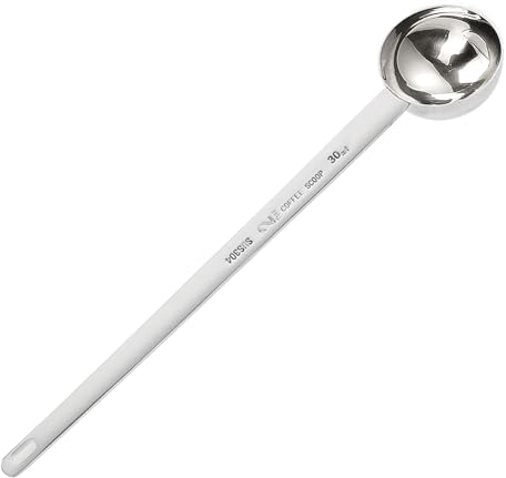 Kaffeedosierlöffel, 24,5 cm Kaffeelöffel, Hochwertiger Kaffeelöffel, Kaffeelöffel Portionierer, Edelstahl Kaffeemaß für Gemahlenen Kaffee, Silber(30ml)