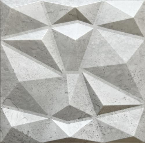 Deccart - 3D Wandpaneele 50x50 cm - Paneele Wand Wall Panels Deko Wandverkleidung Innen Panel Deckenverkleidung Decke Deckenpaneele Platten Styropor EPS-Polystyrol Diamant 12 m², 48 Stück,Beton