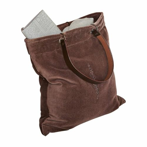 Loberon Tasche Clarimonda, Weiche Haptik, mit Edler Stickerei, Accessoire, Henkeltasche, Shopper, Baumwollsamt, Büffelleder, Leinen, lila