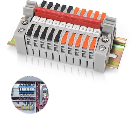 WJUAN Bornier Rail Din, Din Connecteur Electrique Rapide, 10 Pièces, Gris, Bornier Bloc, Plage de Connexion 0,5-2,5 mm², Pince pour Rail Din, pour Câblage et Conversion Circuit