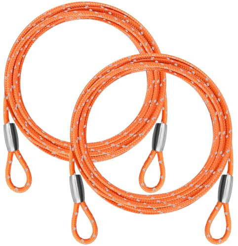 VIVBOO - 0.13IN Security Steel Cable 4/6/10/15FT Lengths Bike Lock Cable, Cable Rope, Stainless Steel Cable with Loops for Safety and Security