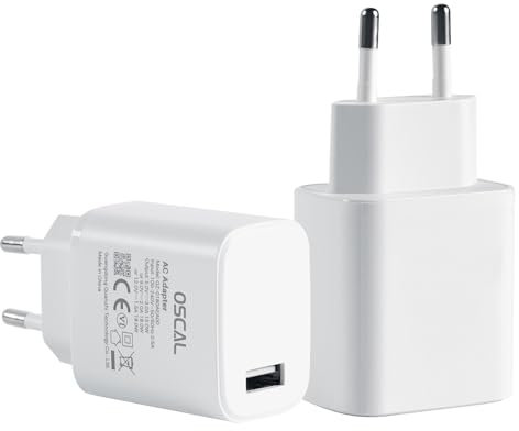 OSCAL Cargador USB 18W Certificado - Diseño Ultracompacto Multiusos para Viajes, Hogar y Aventuras al Aire Libre | Compatible con OSCAL Smartphones y Tablets EUGHL24
