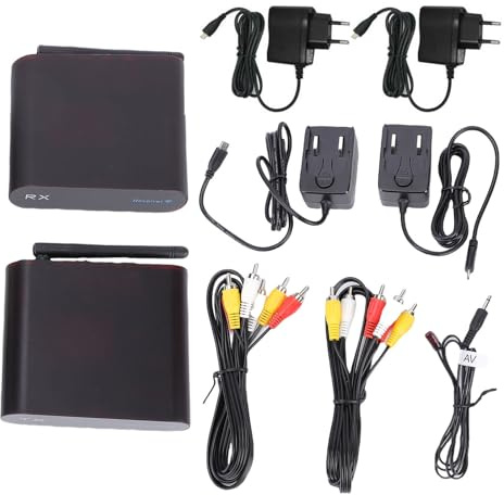 Yanmis Récepteur émetteur Audio sans Fil 2,4 GHz, émetteur AV sans Fil 8 Canaux, Portée 300 M, avec écran numérique (Prise UE)