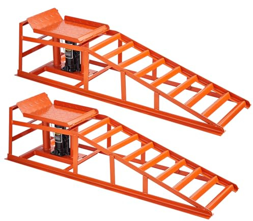 VEVOR hydraulische Autorampen Auffahrrampen 2 STK. 27-36 cm Hubhöhe, tragbare Auto-Servicerampen für Wartung in der Garage & Ölwechsel & Reparatur von LKW, 1 t (pro Rampe) belastbar Auffahrhilfe