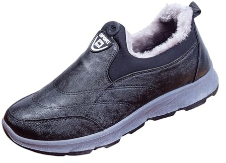 Sneaker herr svarta, vinterskor herr fodrade, herrlöparskor, lätta skor, vinter, sportskor, slip-on, sneakers, mjuka vandringsskor, halkfria utomhusskor för fritid, camping