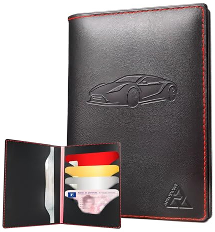 Autodomy Pochette Papier Voiture 6 Volets | Pochette Carte Grise avec | Pochette Carte Grise avec Etui Cristal 3 Volets | Porte Documents Voiture Protège de l'eau et Rayures | Étui Carte Grise