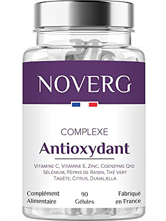 Antioxydant | Anti-Age Puissant + Belle Peau + Booster de Collagène | Vitamines C & E, Zinc, CoEnzyme Q10, Sélénium, Pépins de raisin | Vegan | 90 Gélules | Cure de 45 jours | Fabriqué en France