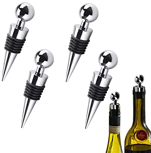 VEGCOO 4 Stück Flaschenverschlüss Weinflaschenverschluss Plastik, Wein Stopfen Set Weinstopper Bierflaschenverschluss Weinverschluss für Weinsammlung, Rotwein, Beer Saver Sealer