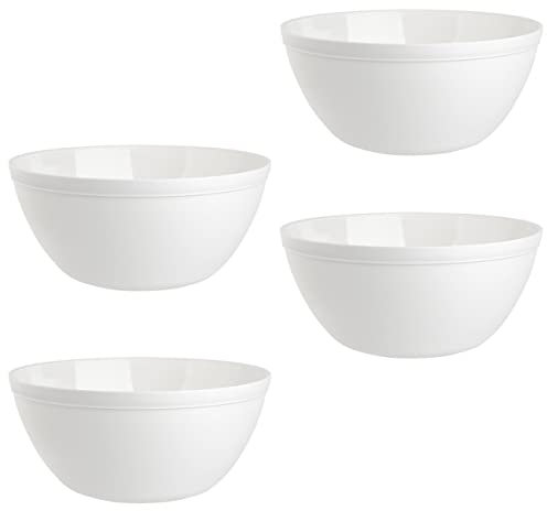 Engelland Lot de 4 bols à céréales, à dessert, salade, soupe, bols à riz, en plastique, sans BPA, grands, 900 ml