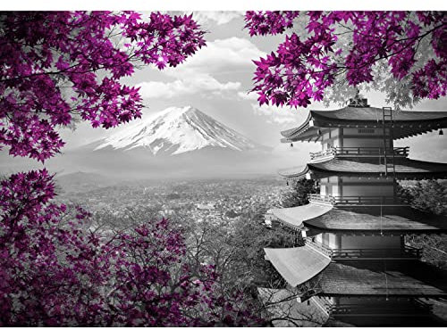 Runa Art Papel tapiz fotográfico 396 x 280 cm Giappone | Lana Decoración De Pared Sala Cuarto | Fabricación alemana | Grigio Viola 9242012b