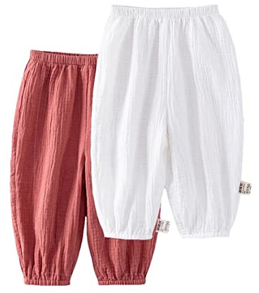 Baby lätta långa byxor anti-mygga bloomers bomull klimatbyxor pojkar flickor sommarbyxor 2-pack