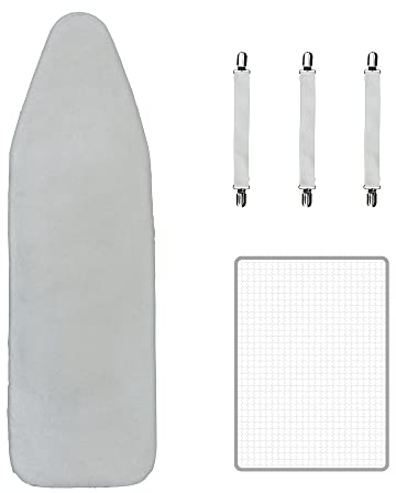 Maishijie Metallised Ironing Board Covers 112x35cm（44x14） With Thick 3mm Foam，Fit For 104x27cm （41x10.6） Ironing Board Max，3 Fasteners and Scorch Mesh Cloth