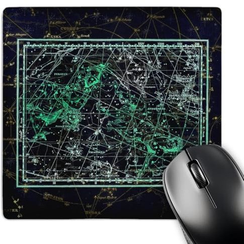 3dRose Retro Star Map. Constellations of Perseus, Andromeda. Green, White - Mouse Pads (mp-372494-1)