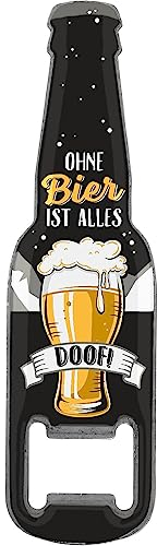 GRUSS & CO Flaschenöffner Motiv Ohne Bier ist alles doof! | lustige Flaschenöffner mit Magnet | Männergeschenk, Partygeschenk | 48597