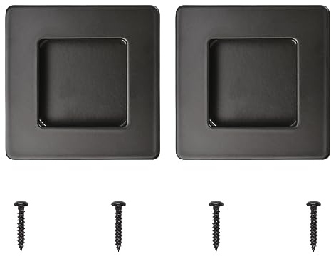MOROBOR Lot de 2 poignées de porte coulissantes encastrées en acier inoxydable avec trou latéral carré pour tiroir, placard, armoire/noir mat, 70 mm