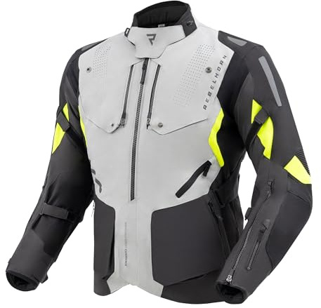 REBELHORN Hiker IV Motorradjacke Herren | Textil | Ellbogen und Schulterprotektoren Stufe 2 | Herausnehmbares In & Out Membran | 2 Belüftungspaneele | 4 Belüftungskanäle