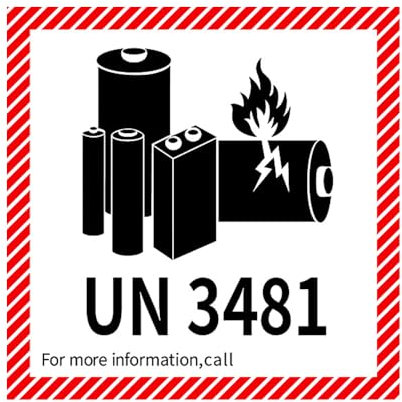 Alnicov 100 Stück Lithium-Ionen-Warnetiketten, UN3481 100x100 Aufkleber 4,0 x 4,0 selbstklebend