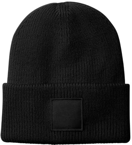 Beechfield - Deep-cuffed tonal patch beanie - Black - One size