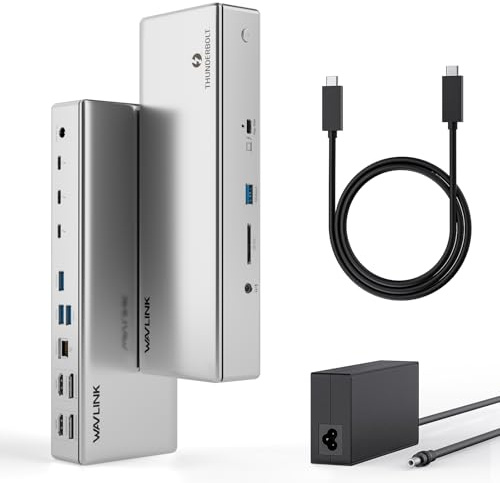 Thunderbolt 4 Dock, WAVLINK Thunderbolt 4 Dockingstation mit einem 8K@60Hz-Anschluss, DREI 4K@60Hz-Anschlüssen, 160-W-PD-Ladegerät, 2,5-G-Ethernet, SD/TF, 10 Gbit/s USB 3.1, für Windows/Mac OS (1)