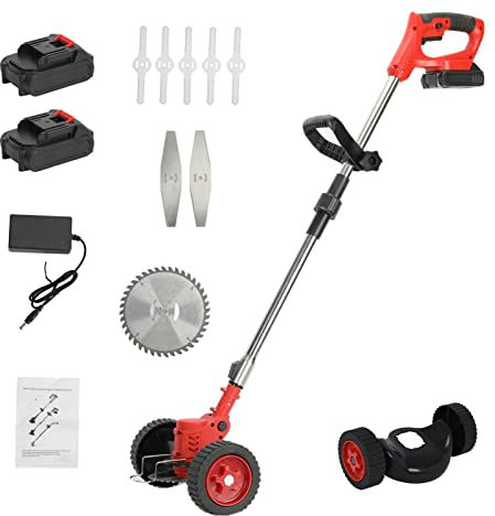 Akku Rasentrimmer mit Akku 24V Freischneider Elektrischer Rasentrimmer Mit 2 Batterien Akku Motorsense Elektro Trimmer, Garten Rasen Unkraut Trimmer Elektro Trimmer Gartenkantenfräser für Garten Hof
