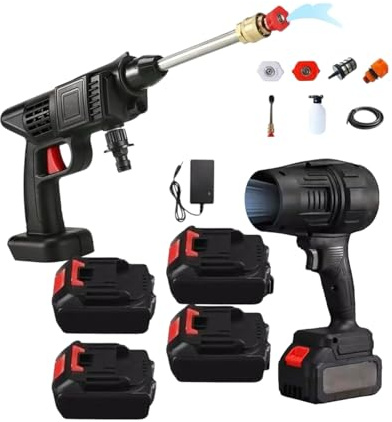bdit accessori Idropulitrice a Batteria con Mini Soffiatore Incluso, Portatile, 4 Batterie 48v Intercambiabili per Pulizia Versatile e Senza Fili