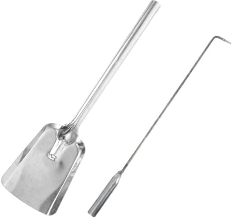 TOPPERFUN Set pala per carbone da da poker di attizzatoio per braciere soffietto per braciere pinze per braciere pala da 45 in acciaio Silver