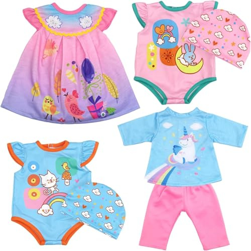 ZITA ELEMENT 4 Sets Reborn Doll 7 Pcs Outfit Set for 13-16 Inch Dolls
