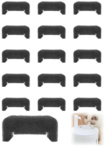 FUGLUS 16 Pièces Filtres en Mousse Fontaine Eau, Fontaine Mousse éponge pour Animaux, Filtre en Mousse de Remplacement Filtre pour Fontaine à Eau pour Chat