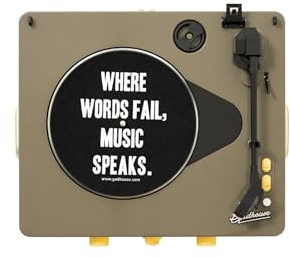 Gadhouse Brad MKII Turntable Record Player - 3 Speed Vinyl Player, Home Bluetooth Turntable, Built-in Stereo Speakers 10W - Vintage 50s Sleek Design - Play 33/45/78 RPM Records or Stream Music, Grey