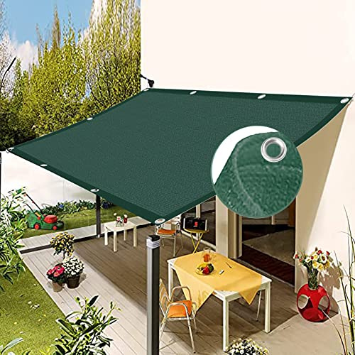 Andningsbar 2,6 x 7,5 m grön skuggduk med öljetter och rep – vattentät, UV-skydd, perfekt för balkong, trädgård, terrassbeläggning
