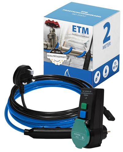 2m Abtauheizung Begleitheizung Frostschutz-Heizkabel Heizband 15W/m + Personenschutz-Stecker mit FI-Schutzschalter