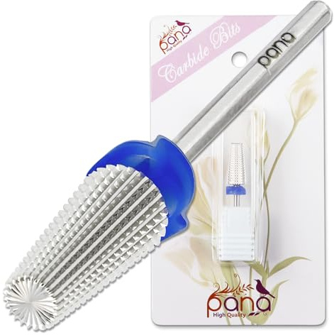 PANA Nail Carbide 5 in 1 Bit - Two Way Rotate use for Both Left and Right Handed - Fast remove Acrylic or Hard Gel - 3/32 Shank - Manicure, Nail Art, Drill Machine (Medium - M, Silver)