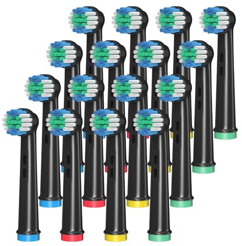AnjoCare Têtes de brosse de rechange pour Oral B, 16 têtes de brosse à dents électriques de rechange pour Oral B Braun, têtes de brosse à dents rechargeables